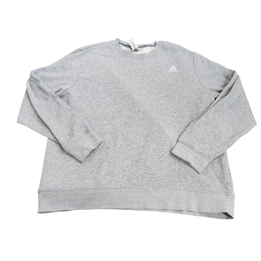 Reebok Sweatshirt Mens 2XL REM243FC11 Gray Embroidered Logo EUC